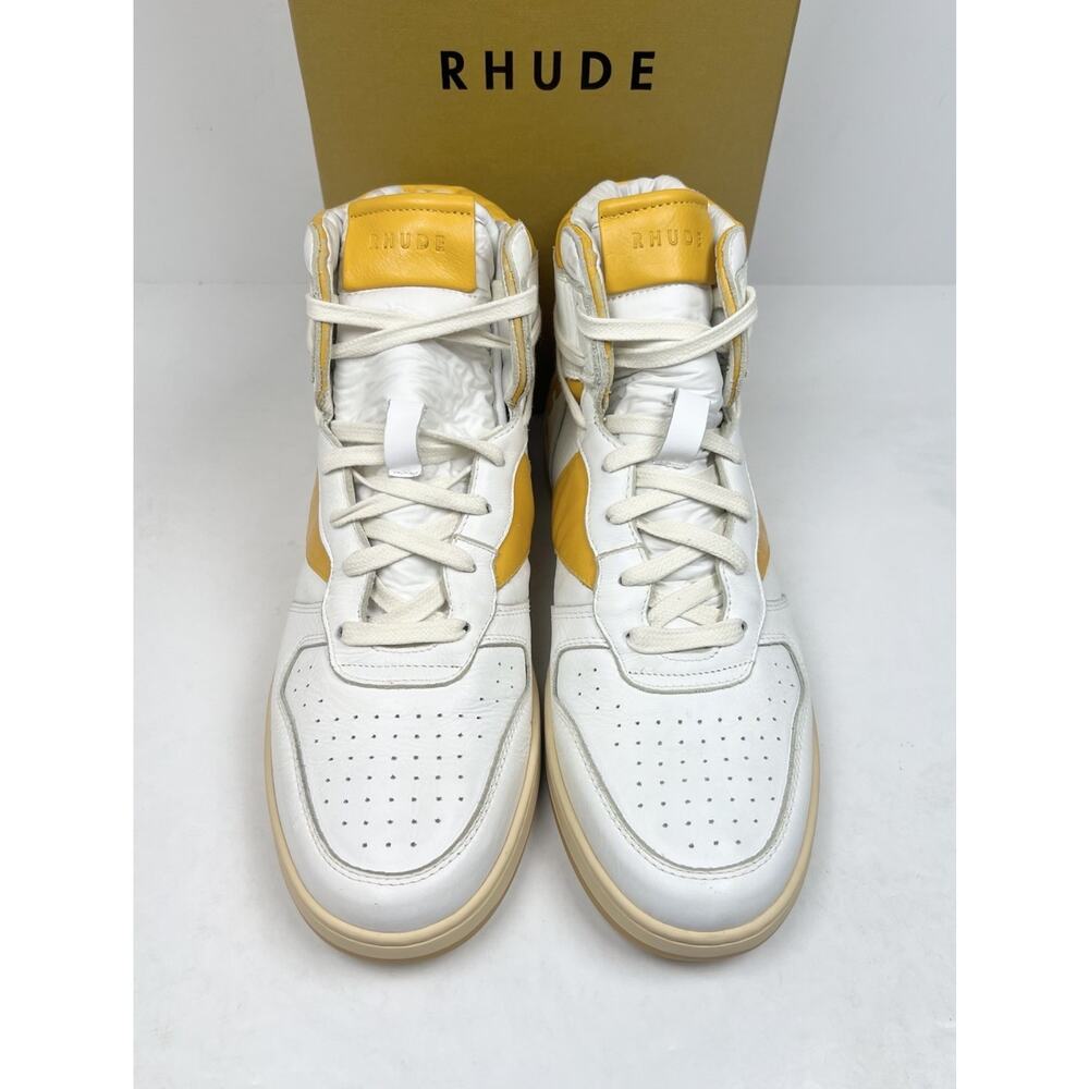 Size 10US - Rhude Yellow Rhecess Leather High Top Sneakers💛 NEW/RETAIL $745! - Picture 2 of 10